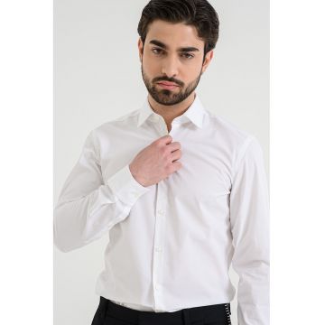 Camasa de bumbac cu maneci lungi - Alb