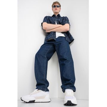 Camasa de denim cu imprimeu foto - Albastru inchis/Albastru ultramarin