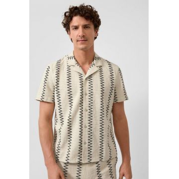 Camasa din amestec de bumbac cu detalii crosetate si maneci scurte