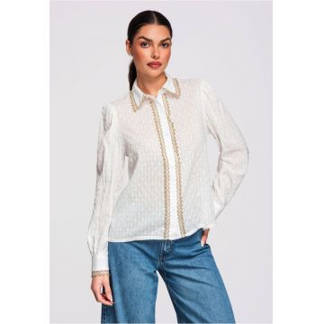 Camasa din bumbac cu maneca lunga  OW-SH-E0021 - Alb