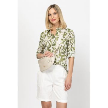 Camasa din bumbac cu model Ravira - Verde sparanghel/Alb murdar