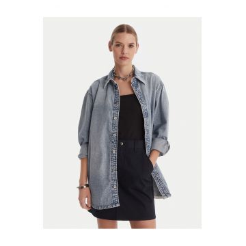 Camasa din denim -  supradimensionata - albastra - bumbac - Albastru