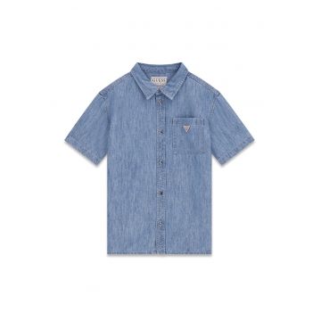 Camasa din material chambray cu guler clasic