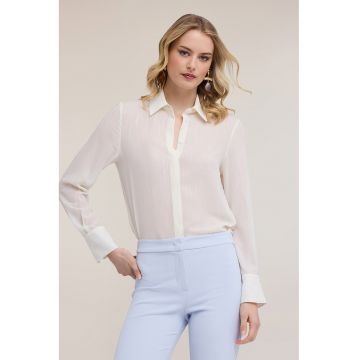 Camasa eleganta cu model - Alb fildes