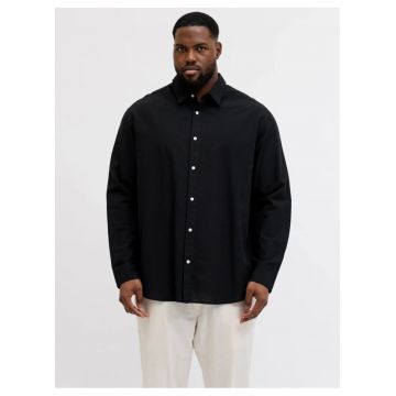 Camasa regular fit - cu amestec de in - Negru