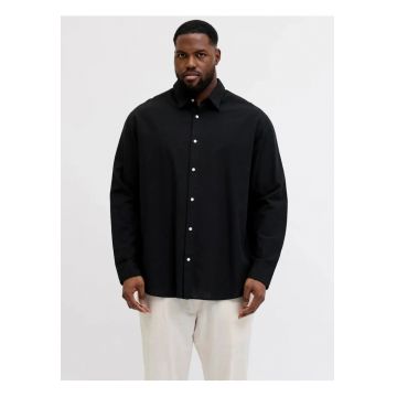 Camasa regular fit - cu amestec de in - Negru