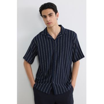 Camasa regular fit cu dungi - Alb/Albastru ultramarin