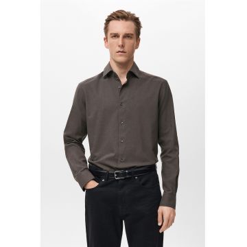 Camasa regular-fit cu model houndstooth - Maro inchis