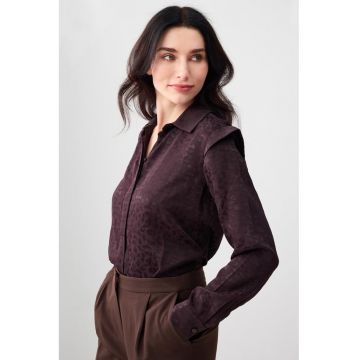 Camasa regular-fit cu model uni - Maro cognac