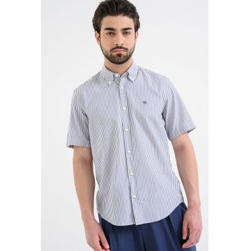 Camasa regular fit in dungi - Alb/Bleumarin