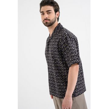 Camasa relaxed fit cu logo - Negru/Galben/Maro taupe