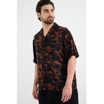 Camasa relaxed fit cu model - Negru/Maro