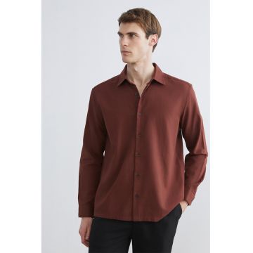 Camasa relaxed fit din bumbac - Maro cognac