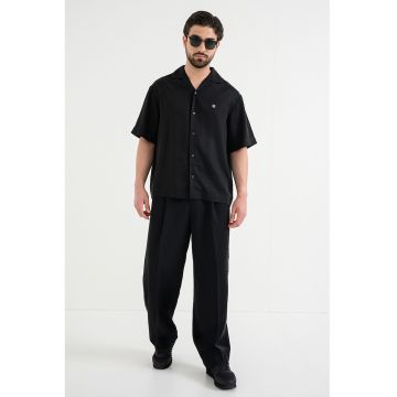 Camasa relaxed fit din lyocell - Negru