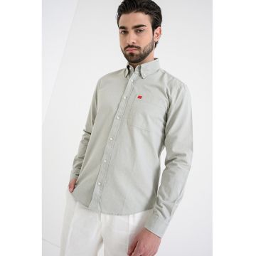 Camasa slim fit cu buzunar pe piept Evito''' - Verde pal