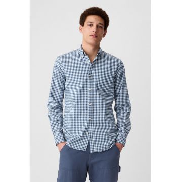 Camasa slim fit cu guler fixat cu nasturi - Alb/Albastru inchis