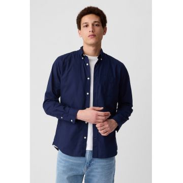 Camasa slim fit cu guler fixat cu nasturi - Bleumarin