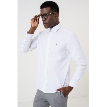 Camasa slim fit cu logo pe piept - Alb