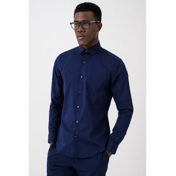 Camasa slim fit de poplin - Bleumarin