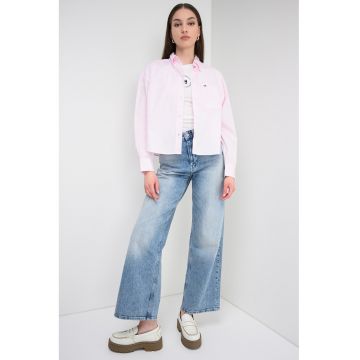Camasa supradimensionata cu guler Oxford - Roz pastel