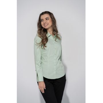 Camasa uni cu mansete cu slit Edina - Verde pal