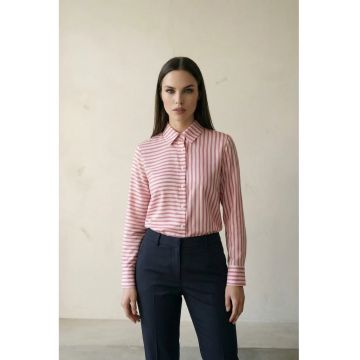 Camasi dama -  camasa cu nasturi - maneca lunga - roz magenta - poliester