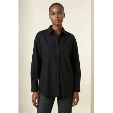 Camasi dama -  camasa poplin supradimensionata - negru - 100% bumbac