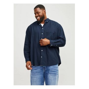 Plus Camasa casual barbati big sizes - din bumbac organic - Bleumarin inchis - Bleumarin inchis