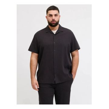 Plus Camasa Waffle - barbati big sizes - Resort Shirt - Negru -