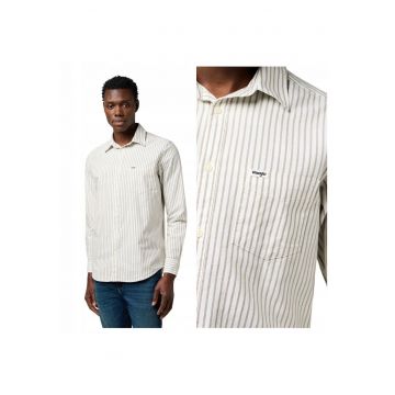 Camasa Barbati -  1 PKT Shirt - Regular Fit - Maneci Lungi - Cu Nasturi - Design Clasic - Bumbac - Bej