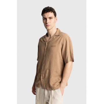 Camasa barbati -  cu maneca scurta - broderie - bej - poliester