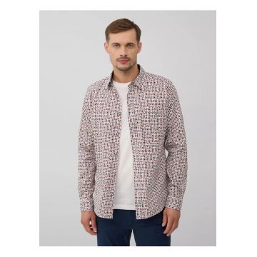 Camasa barbati - din amestec de bumbac - imprimeu cu puncte - Slim fit - Alb -