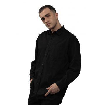 Camasa barbati -  Regular Fit - buzunar - negru - bumbac -