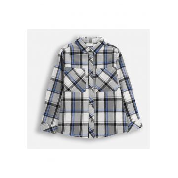 Camasa copii -  flanel in carouri multicolore - bumbac - pentru baieti