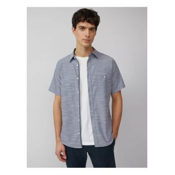 Camasa cu maneca scurta barbati - din amestec de bumbac - croiala Slim Fit - Gri inchis -