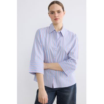 Camasa cu model in dungi si maneci ample - Albastru lavanda