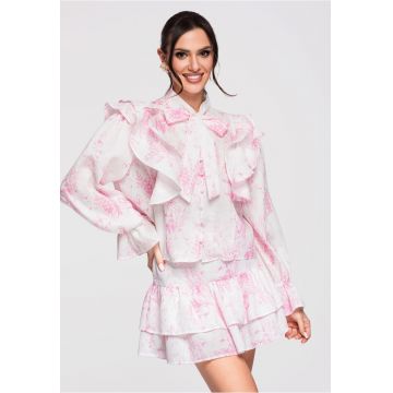 Camasa cu volane  OW-SH-E0001 - Roz