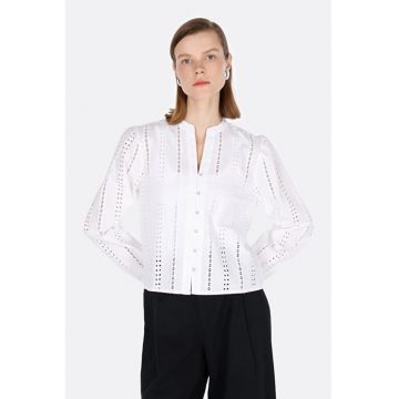 Camasa dama  alb - bumbac - regular fit - L - Negru