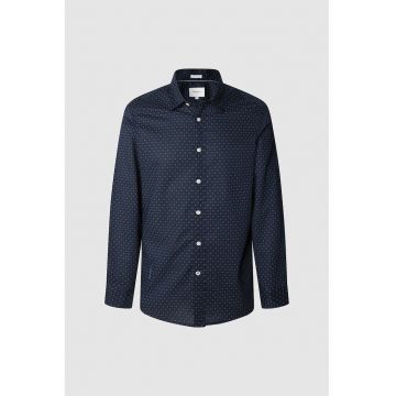 Camasa de bumbac cu model - Bleumarin