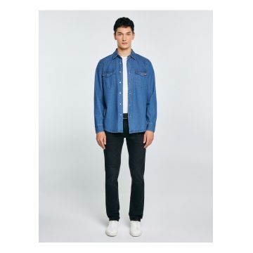 Camasa din denim cu buzunare aplicate Western