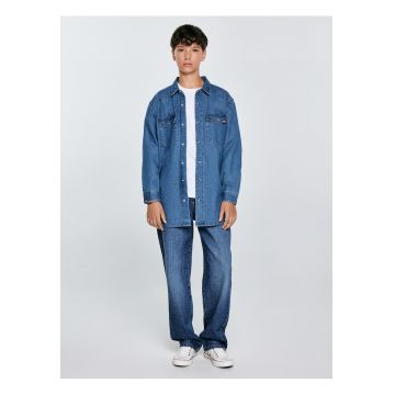 Camasa din denim cu guler ascutit Western -