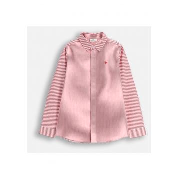 Camasa eleganta  cu dungi - broderie decorativa - bumbac