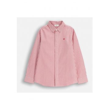 Camasa eleganta  cu dungi - broderie decorativa - bumbac