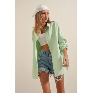 Camasa eleganta uni - Verde pal