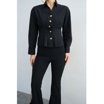 Camasa Femei -  Fitted - maneca lunga - negru - 100% bumbac