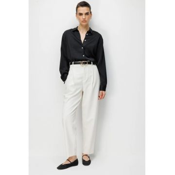 Camasa  neagra - din satin - cu maneca lunga - pentru femei