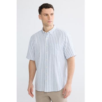 Camasa Oxford cu dungi - Alb/Bleumarin