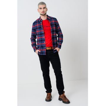 Camasa oxford cu model in carouri - Alb/Visiniu/Bleumarin