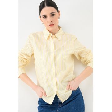 Camasa regular fit cu guler ascutit - Alb/Galben pal