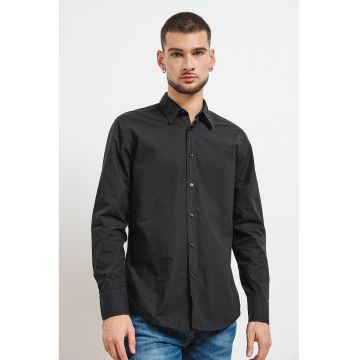 Camasa regular fit de bumbac cu logo brodat - Negru